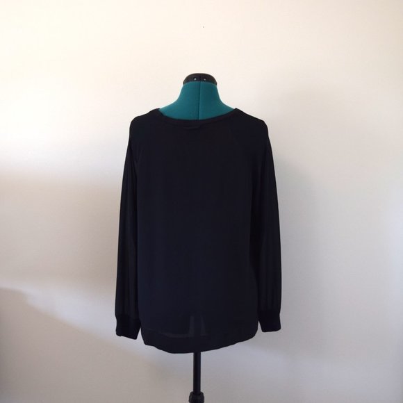 2/$20 Black Sheer Sleeve Chiffon Long Sleeve Top - Picture 5 of 8